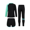 thumbnail image 4 of Sxiwei Kids Girls 3 Pcs Athletic Rash Guard Set Long Sleeve Swim Shirts Shorts Leggings Swimsuits Azure XXL, 4 of 7