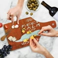 thumbnail image 4 of Christmas Cutting Board, Keep Calm and Ho-Ho-Ho Words with Moustache and Snowflake Humor Funny Design, Tempered Glass Cutting and Serving Board, Wine Bottle Shape, Vermilion White, by Ambesonne, 4 of 5