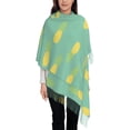 thumbnail image 1 of Foulard à Franges pour Femmes, Ananas Pastel Jaune Long Châle, Léger et Chaud, 1 of 6