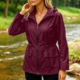 thumbnail image 4 of TEAJOPSUU Women's Zip Up Jackets with Flap Pockets Waterproof Collared Drawstring Waist Long Sleeve Jackets Outdoor Casual Hiking Daily Coats Burgundy, 4 of 6