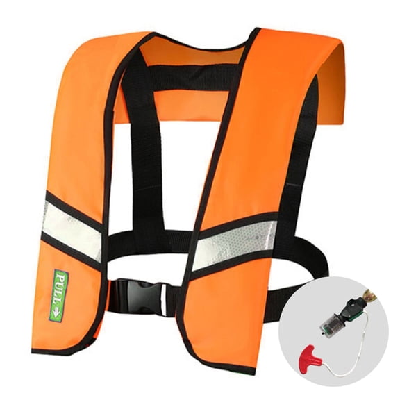 Yajisi Automatic Inflatable Life Saving Jacket Adult Life Vest for Water Sports Swimming Fishing Survival 150N Buoyancy TPU Nylon Outer Shell Orange (No Gas Cylinder Included, 1.29 lbs / 585g)