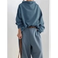 thumbnail image 5 of Womens Oversized Sweatshirts Stand Collar Pullover Long Sleeve Hoodies Tops Fall Fashion Outfits Clothes Blue S, 5 of 9