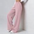 thumbnail image 5 of Women's Flowy Workout Pants Baeitkot Women's Solid High Waist Elastic Wide Leg Sweatpants Casual Loose Flowy Workout Pants with Pocket Pink XL, 5 of 8
