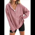 thumbnail image 1 of Sudadera con Capucha de Larga Extragrande para Mujer, Cuello en V, Botones y Abertura Lateral, Estilo Informal. Melocotón L, 1 of 9