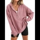 thumbnail image 1 of Sudadera con Capucha de Larga Extragrande para Mujer, Cuello en V, Botones y Abertura Lateral, Estilo Informal. Melocotón L, 1 of 9