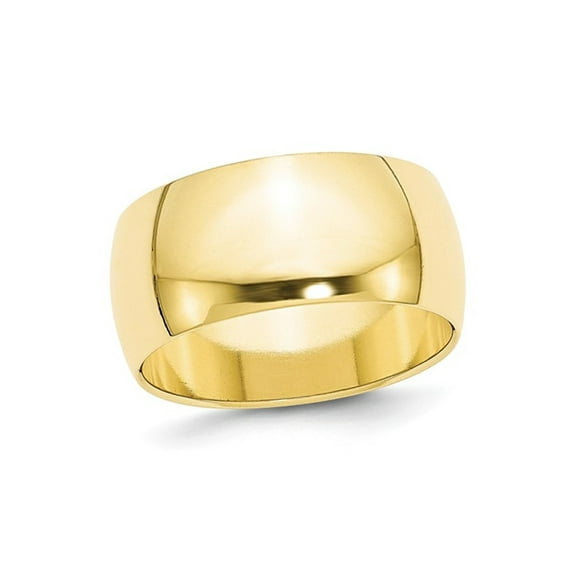 Gem & Harmony Mens 10K Yellow Gold Solid Polished 10mm Wedding Band Ring for Men