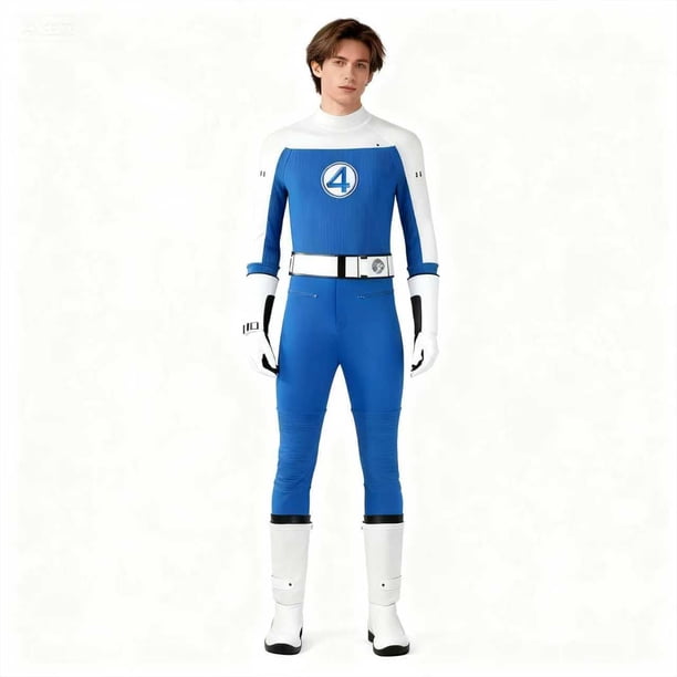 Fantástico overol invisible para cosplay, disfraz azul invisible, traje de Halloween para adultos con cinturón, uniforme de equipo