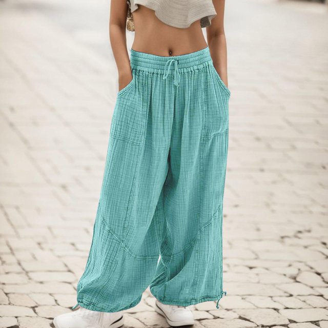 WILLBEST Pantalones Casuales elegantes para Mujer, con Cintura Elástica y Bolsillos Laterales para Entrenamientos y Actividades de Ocio Cómodos. Grande