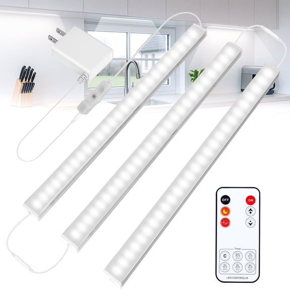 Maylit Under Cabinet Lights, 3 Pack 12 inch Ultra Thin LED Light Bars, Dimmable Daylight White Lighting for Kitchen Counter and Workbench