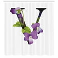 thumbnail image 3 of Ambesonne Letter V Shower Curtain, Viola Sororia Flower, 69"Wx84"L, Violet Black and Green, 3 of 3