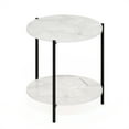 thumbnail image 6 of Furinno Besi 2-Tier Modern Round Side End Table with Sturdy Metal Legs, Marble White, 6 of 6