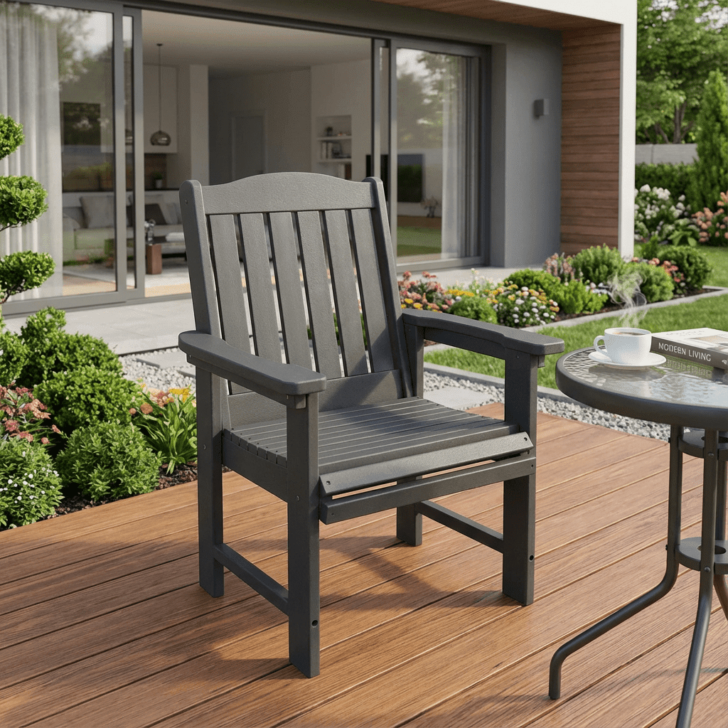 Innovaze HDPE Patio Dinning Chair, Outdoor Chair with 18/8 Stainless Steel Hardware, Heavy Duty 600 LBS, for Outdoor Patio Garden Yard (1 Piece, Gray)
