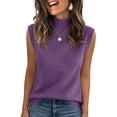thumbnail image 2 of Women's Tank Tops Loose Fit Crew Neck Sleeveless Tank Top Business Casual Work Knit Shirts Summer Beach Outfits Purple M, 2 of 4