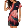 thumbnail image 2 of Naloa Colorful Floral Flamingo Print Women Nightgowns,Womens Loungewear,Short Sleeve Sleepwear,Comfy Ladies Nightdress, 2 of 6