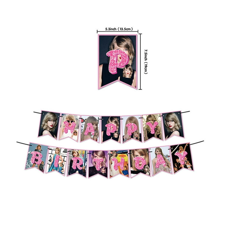 82 Pcs Taylor Swift Birthday Party Decorations, Music Theme Party Supplies  Include Happy Birthday Banner, Cake Cupcake Toppers, Balloons, Taylor