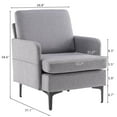 thumbnail image 2 of Ktaxon Linen Fabric Arm Chair, Modern Club Chairs with Side Bags, Mid Century Accent Chair for Living Room Bed Room Light Gray, 2 of 9