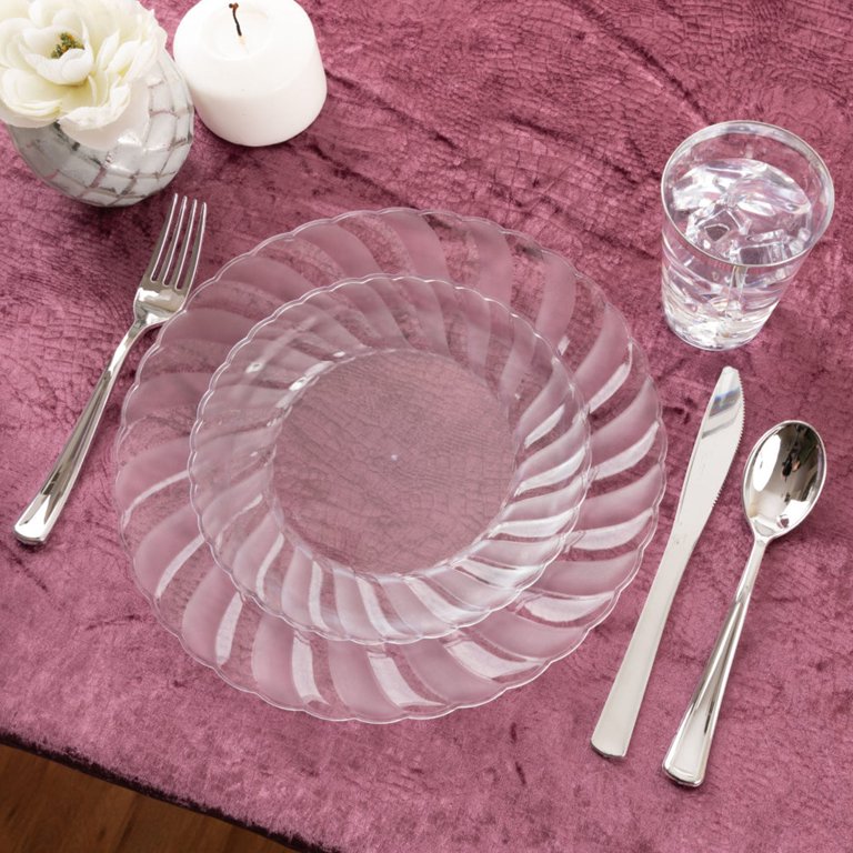 Prestee 100 Clear Plastic Plates - 6.25 inch Disposable Plates