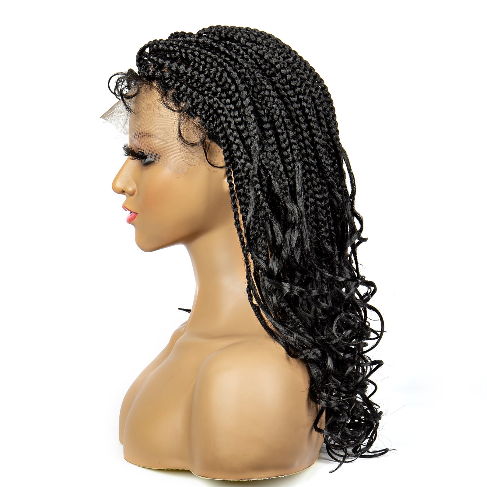 Braided Wigs for Black Women Synthetic Lace Front Wigs Square Knotless Box Braided Wigs Lightweight Cornrow Braid Braiding Hair Wigs 18 inches(1B Color)