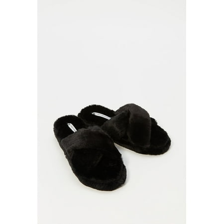 Urban Planet Women's Faux-Fur Criss Cross Slipper | Walmart Canada