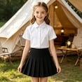 thumbnail image 5 of IFNWSV Toddler Girl 2 Piece Outfits Short Sleeve Button Down Shirt and Pleated Skirt School Uniform Set White 5-6 Years, 5 of 7