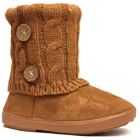 

New Girls Toddlers Kids Slouch Comf Midcalf Suede Button Boots Shoes (Camel 2285c 11 Little Kid)