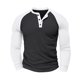 thumbnail image 2 of Blusas y camisas de manga larga y cuello redondo para hombre, blusas casuales de color liso con botones y cuello redondo, blusas de poliéster para hombre, 2 of 5