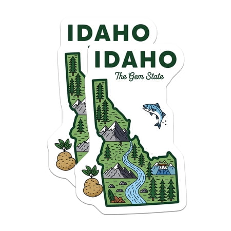 (2 Pack) Idaho State Magnets - Gem State Artwork - Fridge Magnets Souvenirs - 5" On Longest Side - Premium Magnet - for Cars, Refrigerators, Toolboxes, Lockers - Made in USA - MAG17736