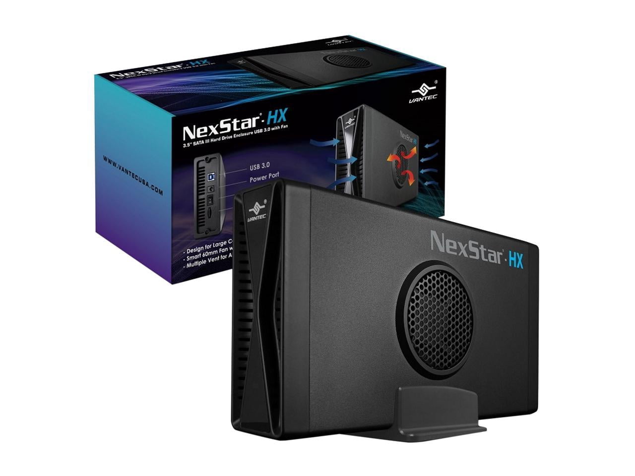 VANTEC NexStar HX NST-387S3-BK Aluminum / ABS Plastic 3.5" Black SATA I/II/III USB 3.0 3.5" SATA III Hard Drive Enclosure USB 3.0 With Fan