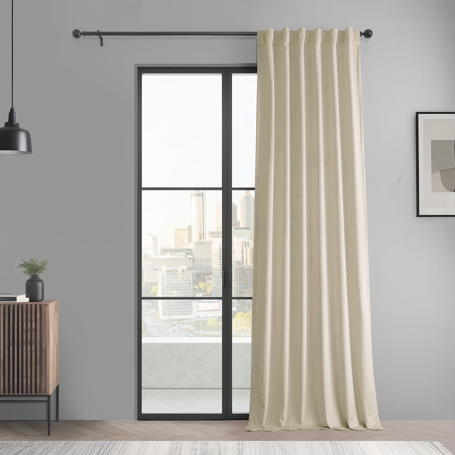 HPD Half Price Drapes Basic Deluxe Velvet Room Darkening Curtains with Rod Pocket - 2 Panels Set - Window Curtains for Living Room & Curtains for Bedroom, 50W X 108L, Light Ivory
