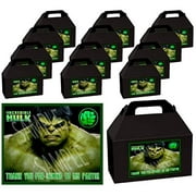 The Incredible Hulk Marvel Heroes Party Favor Boxes with Thank You Decals Stickers Loots Black Birthday 12 Pieces Great Seller ?