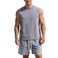 thumbnail image 1 of Men's Suit Set for Spring Summer Lightweight Breathable Vest and Relaxed Shorts Ensemble for Casual Daily Wear, 1 of 8