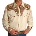 thumbnail image 2 of Camisa vaquera para hombre, diseño vintage, solapa, manga larga, botones, estampado, ropa de calle de moda, diseñador, estilo occidental, 2 of 5