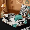 thumbnail image 5 of meiyoeat Alphabet Initial M Zipper Twin Comforter Sets with Fitted Sheet and 2 Pillowcases For Boys,Ancient Leopard Cow Print Zipper Bedding Set,Black Reversible,4 Pieces, 5 of 7