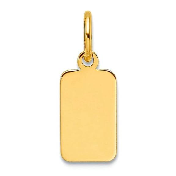 6.3mm 14k Solid Yellow Gold Plain .018 Gauge Engravable Rectangular Disc Charm Pendant Necklace for Women