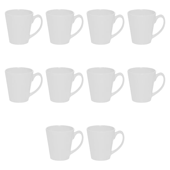 Glossy Ceramic Latte Coffee Mug 12 oz. Set of 10, Bulk Pack - Perfect for Tea, Espresso, Cappuccino, Hot Cocoa - White