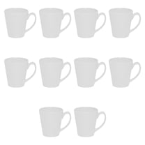 Glossy Ceramic Latte Coffee Mug 12 oz. Set of 10, Bulk Pack - Perfect for Tea, Espresso, Cappuccino, Hot Cocoa - White
