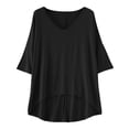 thumbnail image 1 of FAIWAD Womens Spring Summer Short Sleeve Tops V Neck Loose Irregular Hem Plus Size Pullover Tinic Tops, 1 of 6