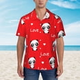 thumbnail image 5 of Panda And Love On Valentine'S Day Men's 3d Print Casual Button Down Shirts, Novelty Hawaiian Short Sleeves S, 5 of 8