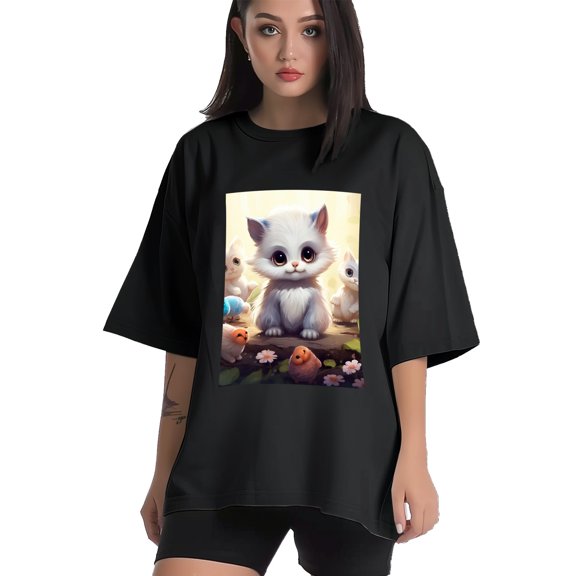 Plus Size Shirt for Women Black Tops for Women Short Sleeves Shirt for Women Cute Animals2 T Shirt Crewneck Shirt for Women XS