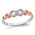 thumbnail image 1 of 14K White and Rose Pink Gold Infinity Ring with Diamond Accents, 1 of 4