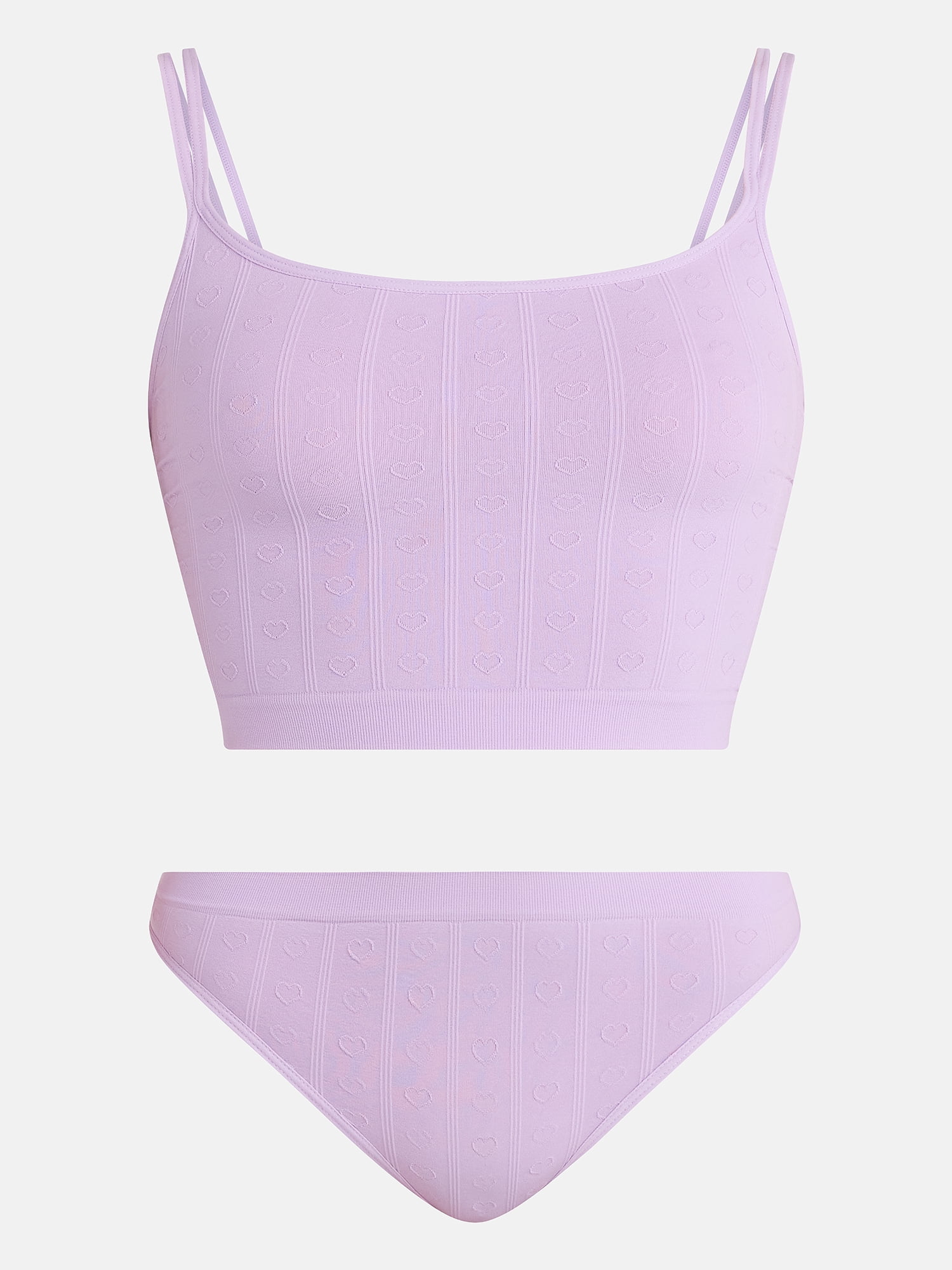 No Boundaries Seamless Cami Bra and Thong Panties Set, 2 Piece, Women's XS-XXXL