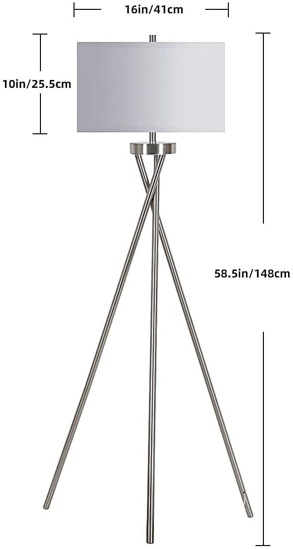 JIOSXC Touch Control Tripod Floor Lamp with White Linen Shade, Mid Century  Standing Lamp, Modern Design Studying Light for Living Room Bedroom Study 