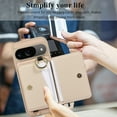 thumbnail image 6 of TECH CIRCLE for Google Pixel 7A Wallet Case with Card Holder, Lanyard Wrist Strap Loop Holder Kickstand RFID Blocking Finger Grip Ring PU Leather Shockproof Cover for Google Pixel 7A 6.1",Khaki, 6 of 8