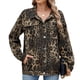 thumbnail image 2 of Chaqueta Vaquera Informal de Larga con Solapa y Botones para Mujer, Estilo Boyfriend, Holgada, A . Estampado de Leopardo L, 2 of 9