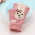 thumbnail image 2 of Curuila Toddler Boys Girls Gloves Cute Cartoon Rabbit Print Winter Warm Soft Thickened Knit Mitten Black Size 4-8 Years, 2 of 2