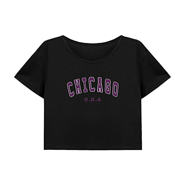 Top corto para mujer, camiseta sencilla de cuello redondo a la moda femenina de verano para uso diario en la calle XL