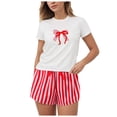 thumbnail image 2 of vigerkar Womens Pajamas Set 2 Piece Short Sleeve Top and Shorts Pj Set Bow Printed Casual Short Set 2025 Summer Cute Lounge Sleepwear Red, XL, 2 of 9