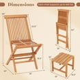 thumbnail image 3 of Gymax 3 PCS Folding Patio Bistro Set Teak Wood Table & Chairs w/ Slatted Tabletop, 3 of 10