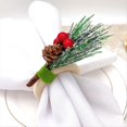 thumbnail image 4 of 6 Piezas de Anillos de Servilleta Navideños de Madera Hechos A Mano con Forma de Baya de Acebo para Bodas, Banquetes, Cumpleaños, Acción de Gracias, 4 of 8