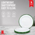 thumbnail image 2 of Red Co. Set of 4 Enamelware Metal Classic 8" Round Salad Plate, Solid White/Dark Green Rim, 2 of 8